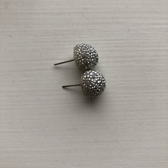 Shimmery silver “disco ball” bauble stud earrings - Picture 3 of 5